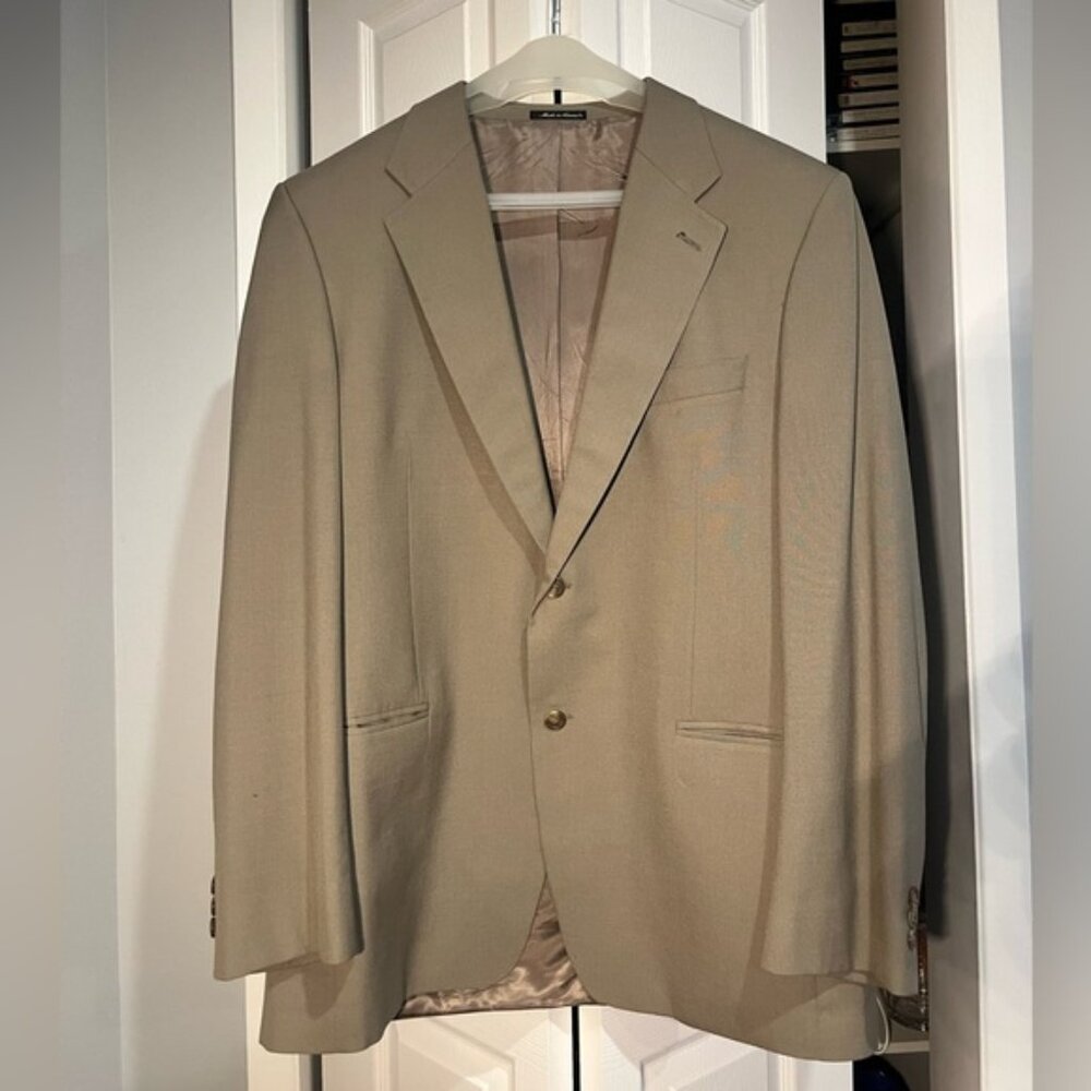 Mens Suit Set 44L 40L Jacket and Pants Wool Classic Business Wear